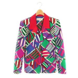 ヴィンテージ テーラードジャケット 総柄 36 レッド マルチカラー /ES GY