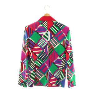 YVES SAINT LAURENT ヴィンテージ テーラードジャケット 総柄 36 レッド マルチカラー /ES GY