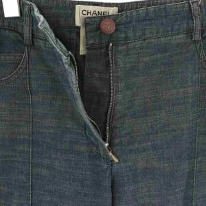CHANEL 03P ココマーク フレアデニムパンツ ジーンズ スリット 38 青 ブルー /CX  GY53