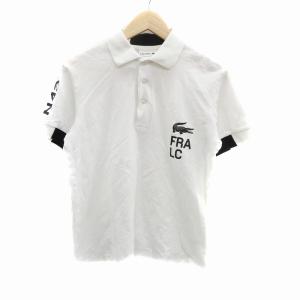 ポロシャツ ポロカラー 半袖 プリント US XS オフホワイト 黒 ブラック /HO19 GY53