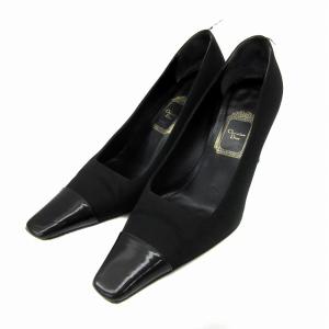 シューズ パンプス スクエアトゥ チャンキーヒール ハイヒール エナメル 37 24?p 黒 ブラック