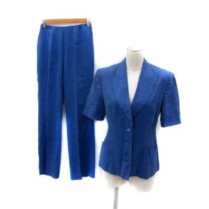 スーツ セットアップ 上下 テーラードジャケット 半袖 ミドル丈 シングルボタン スラックスパンツ ストレートパンツ