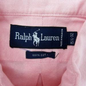 RALPH LAUREN カジュアルシャツ 長袖 ボタンダウン ロゴ刺繍 15.5-32 ピンク /SY17 GY53