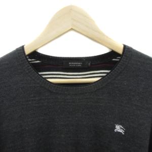 BURBERRY BLACK LABEL ニット セーター 長袖 ラウンドネック リバーシブル 無地 ボーダー柄 3 マルチカラー グレー /YS12