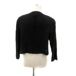 Chloe サマーニットカーディガン 七分袖 前開き 40 XL 黒 ブラック /HO37 GY53