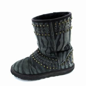 UGG australia × ジミーチュウ JIMMY CHOO ムートンブーツ ショートブーツ ゼブラ柄 スタッズ US6 23cm