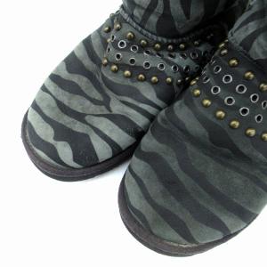 UGG australia × ジミーチュウ JIMMY CHOO ムートンブーツ ショートブーツ ゼブラ柄 スタッズ US6 23cm