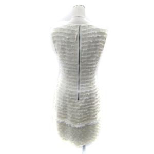 FOXEY ワンピース グラフチェック柄 フリンジ 42 ホワイト