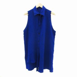 ヨウジヤマモト シャツ ブラウス ノースリーブ ロング丈 無地 1 青 ブルー YZ-B14-200 /YS3