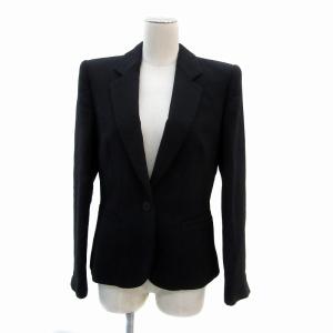 テーラードジャケット ミドル丈 シングルボタン 総裏地 ウール 38 S 黒 ブラック /YS8 GY53