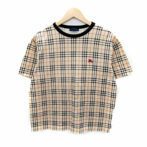 Tシャツ カットソー 半袖 ラウンドネック チェック柄 マルチカラー L ベージュ /SY26 GY53