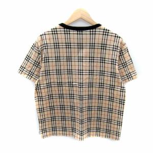 BURBERRY BLUE LABEL Tシャツ カットソー 半袖 ラウンドネック チェック柄 マルチカラー L ベージュ /SY26 GY53