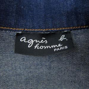 Agnes b. homme デニムライダースジャケット ミドル丈 ダブル 無地 46 S 紺 ネイビー /SY18 GY53