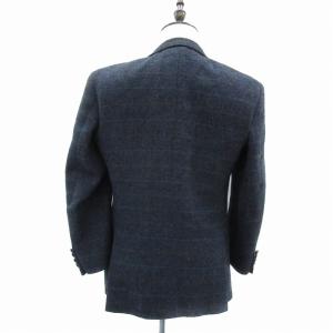 Harris Tweed HarrisTweed テーラードジャケット ミドル丈 シングルボタン チェック柄 マルチカラー 紺 ネイビー /YS7 GY53
