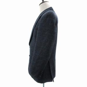 Harris Tweed HarrisTweed テーラードジャケット ミドル丈 シングルボタン チェック柄 マルチカラー 紺 ネイビー /YS7 GY53