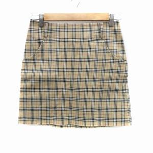 台形スカート ミニ丈 チェック柄 38 M マルチカラー ベージュ /HO13 GY53