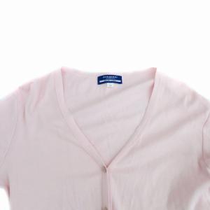 BURBERRY BLUE LABEL カーディガン Vネック ミドル丈 刺繍 38 M ピンク /HO17 GY53