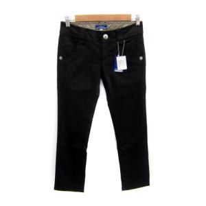 スキニーパンツ アンクル丈 無地 ロゴ刺繍 38 M 黒 ブラック /SY10 GY53
