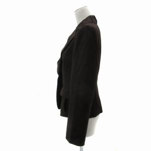 LANVIN オープンカラージャケット ミドル丈 シングルボタン 無地 カシミヤ混 40 L 茶 ブラウン /YS33