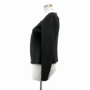 René ノーカラージャケット ミドル丈 フィクパール ダブルジップ 34 XS チャコールグレー /HO25 GY53