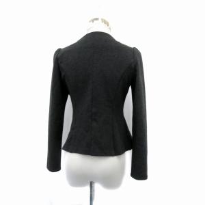 René ノーカラージャケット ミドル丈 フィクパール ダブルジップ 34 XS チャコールグレー /HO25 GY53