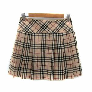 BURBERRY BLUE LABEL プリーツスカート ミニ丈 チェック柄 36 S ベージュ /SY9 GY53