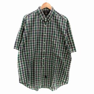 カジュアルシャツ ボタンダウン 半袖 チェック柄 XL マルチカラー 緑 グリーン /HO42 GY53