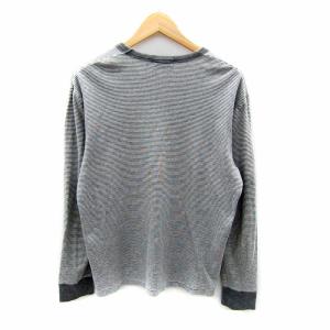 BURBERRY BLACK LABEL カットソー 長袖 ラウンドネック ボーダー柄 3 グレー 白 ホワイト /SY38 GY53