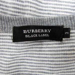 BURBERRY BLACK LABEL カットソー 長袖 ラウンドネック ボーダー柄 3 グレー 白 ホワイト /SY38 GY53