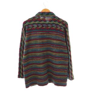 MISSONI カーディガン ニット 総柄 ボーダー ウール モヘア混 M ボルドー マルチカラー /ES GY53