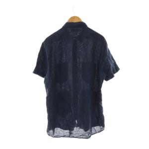 STONE ISLAND リネンガーメントダイ シャツ 半袖 前開き XL 紺 /NR GY53