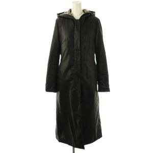ヴィンテージ ロングコート 中綿 フード 38 ブラック /ES GY53