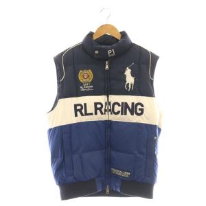 ダウンベスト ビックポニー レーシング ロゴ 刺繍 L ネイビー マルチカラー /CX GY53