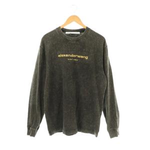 ロングTシャツ カットソー 長袖 コットン ロゴ  M ダークグレー /NR OS GY53