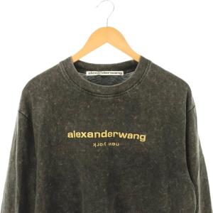alexanderwang ロングTシャツ カットソー 長袖 コットン ロゴ  M ダークグレー /NR OS GY53