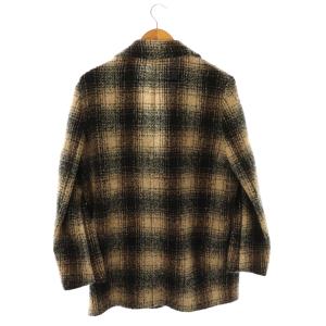 AGNONA コート チェック ウール モヘア 44 ベージュ ブラック /DF GY53
