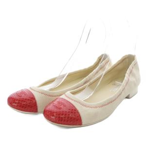 パンプス ココマーク キャンバス 38.5 アイボリー レッド