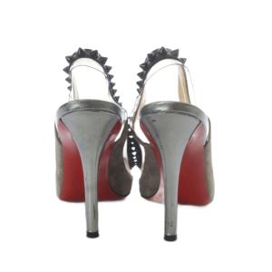 Christian Louboutin パンプス スタッズ バックストラップ 38 ブラック グレー