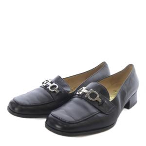 ローファー スリッポン ガンチーニ ローヒール スクエアトゥ レザー 7D ブラック /YO6 GY53