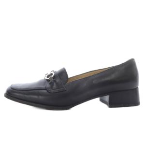 Salvatore Ferragamo ローファー スリッポン ガンチーニ ローヒール スクエアトゥ レザー 7D ブラック /YO6 GY53