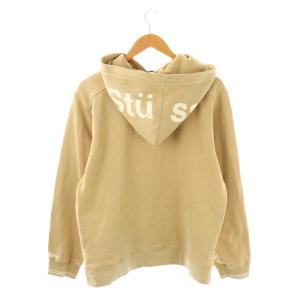 STUSSY ハーフジップ パーカー スウェット トレーナー プルオーバー M ベージュ ロゴ /CX GY53