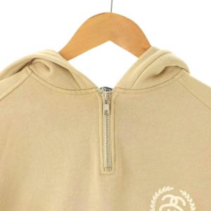STUSSY ハーフジップ パーカー スウェット トレーナー プルオーバー M ベージュ ロゴ /CX GY53