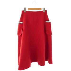 サイドポケットスカート ロング フレア 36 レッド /DF GY53