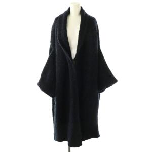 アルパカ混 ニットコート コーディガン 34 ネイビー