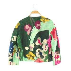 PRADA ノーカラージャケット 花柄 グリーン マルチカラー
