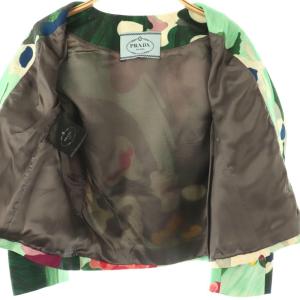 PRADA ノーカラージャケット 花柄 グリーン マルチカラー