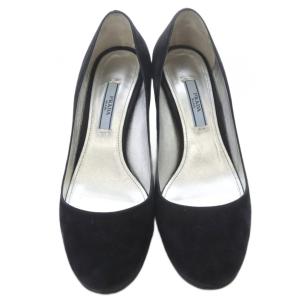 PRADA ビジューヒール パンプス スエード 35.5 黒 ブラック /SR GY57
