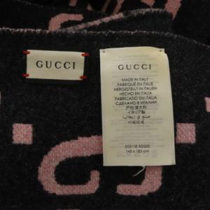 GUCCI リバーシブル GGウールケープポンチョ チェック ブラック ピンク 553118