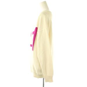 N°21 ニット セーター ロゴ 長袖 XS オフホワイト ピンクパープル /DF GY57