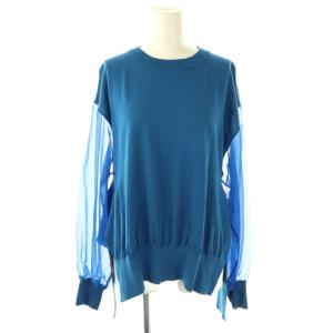 ニット セーター オーガンジー 切替 1 ロイヤルブルー /ES GY57